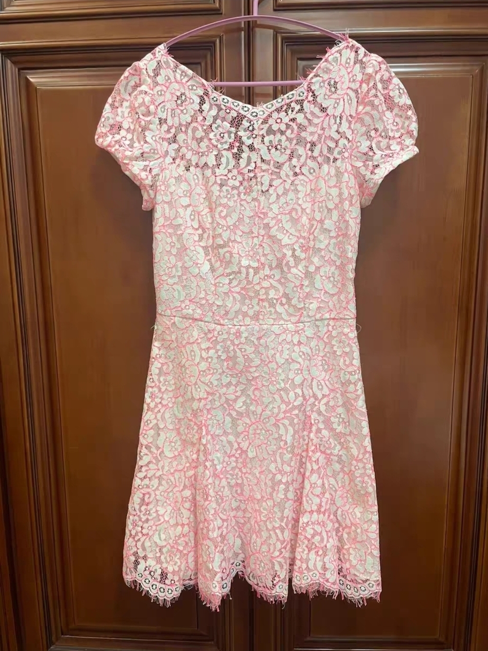 Juicy Couture Pink Lace Fit-and-Flare Dress